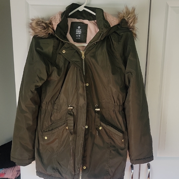 Member's Mark Other - Papaya Olive Green Parka with Faux Fur Hood
